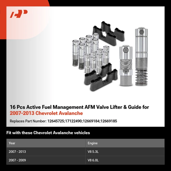 16 Pcs Active Fuel Management AFM Valve Lifter & Guide for 2007-2013 Chevrolet Avalanche