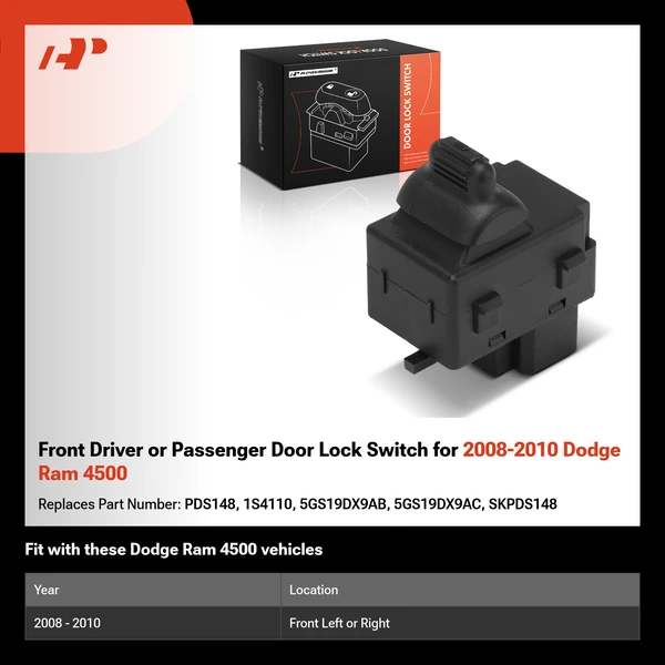 Front Driver or Passenger Door Lock Switch for 2008-2010 Dodge Ram 4500