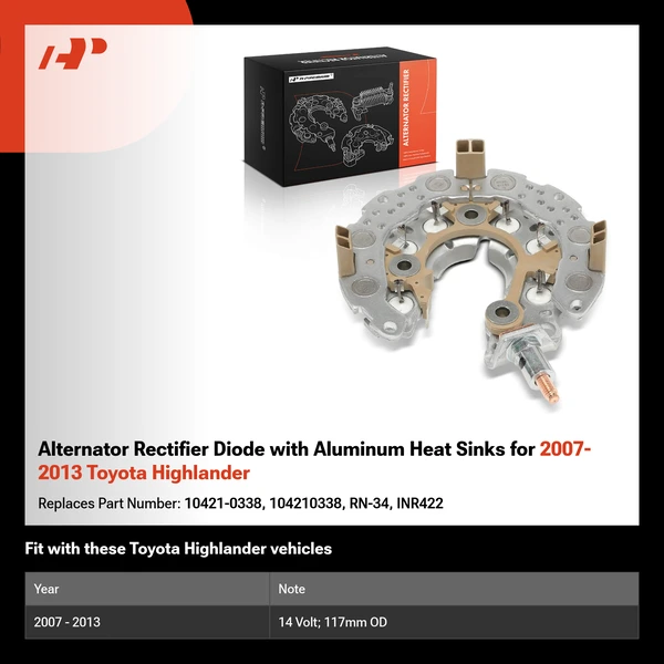 Alternator Rectifier Diode with Aluminum Heat Sinks for 2007-2013 Toyota Highlander