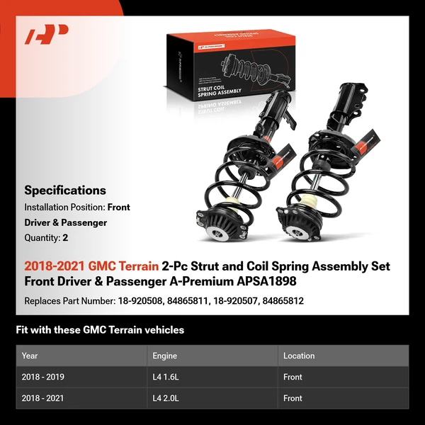 2018-2021 GMC Terrain 2-Pc Strut and Coil Spring Assembly Set Front Driver & Passenger A-Premium APSA1898