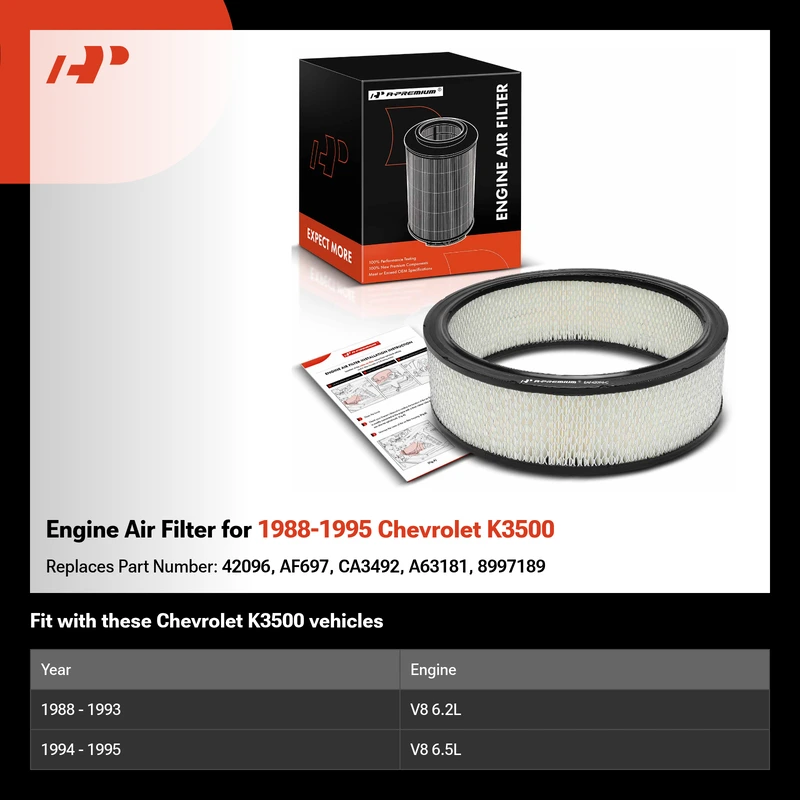 Engine Air Filter for 1988-1995 Chevrolet K3500