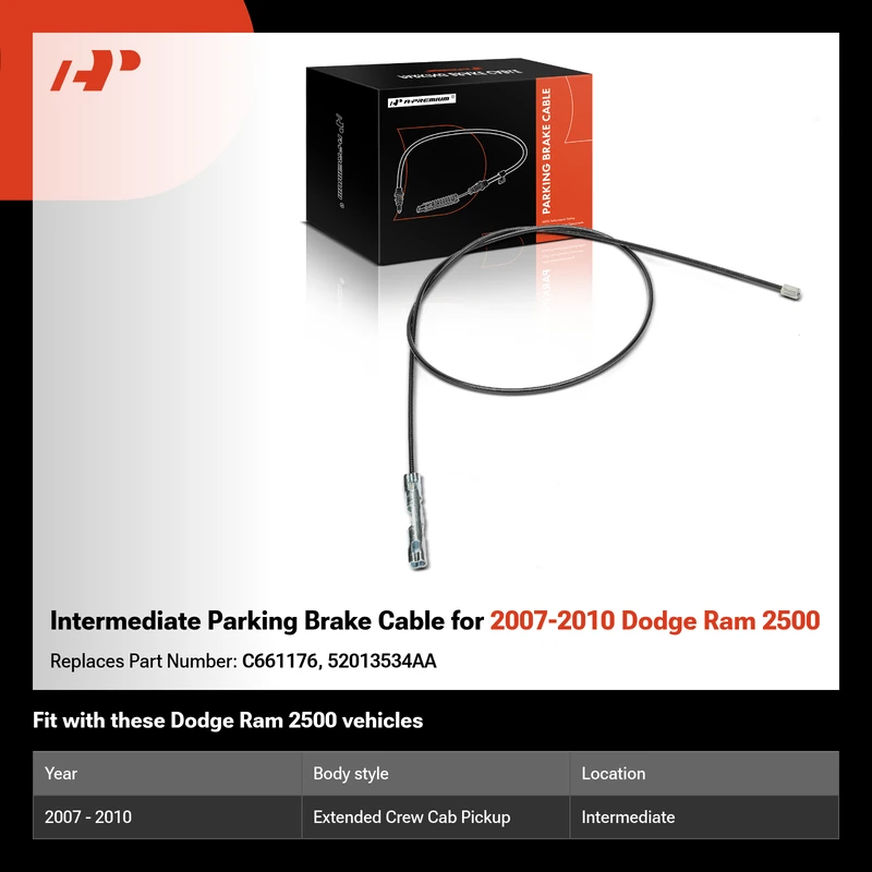 Intermediate Parking Brake Cable for 2007-2010 Dodge Ram 2500