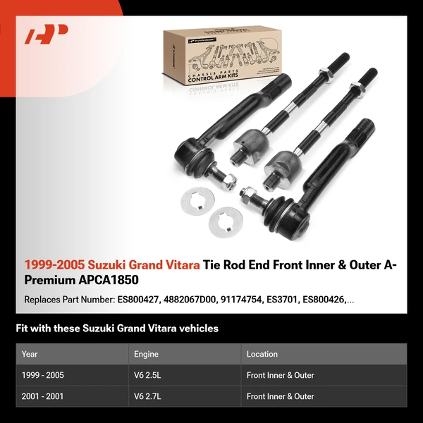 1999-2005 Suzuki Grand Vitara Tie Rod End Front Inner & Outer A-Premium APCA1850
