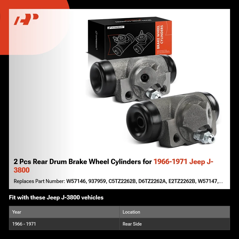 2 Pcs Rear Drum Brake Wheel Cylinders for 1966-1971 Jeep J-3800
