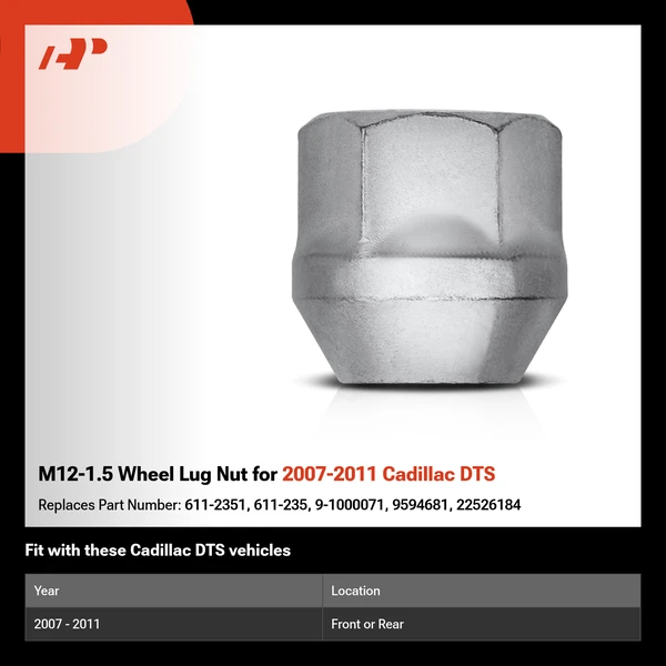 M12-1.5 Wheel Lug Nut for 2007-2011 Cadillac DTS