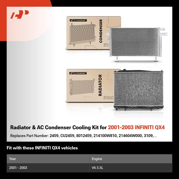 Radiator & AC Condenser Cooling Kit for 2001-2003 INFINITI QX4