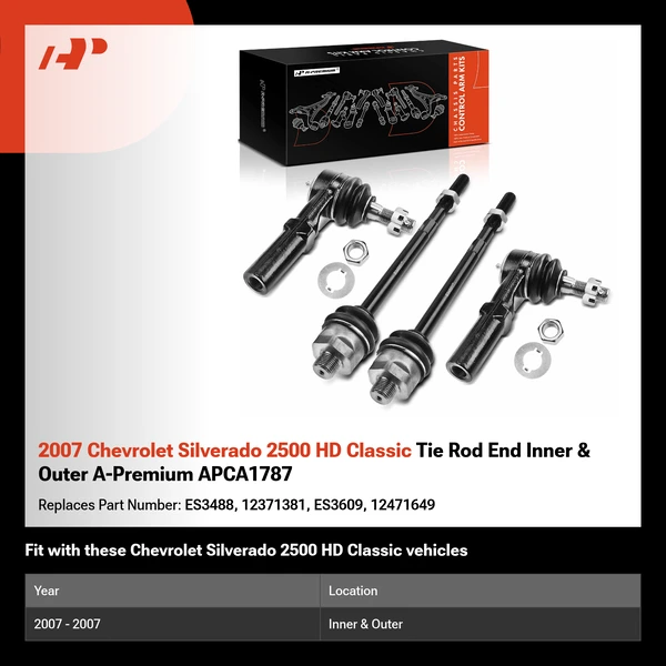 2007 Chevrolet Silverado 2500 HD Classic Tie Rod End Inner & Outer A-Premium APCA1787