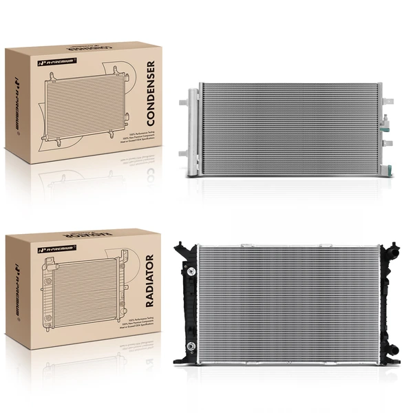 Radiator & AC Condenser Cooling Kit for Audi A6 2016-2017 2.0L with Receiver Drier