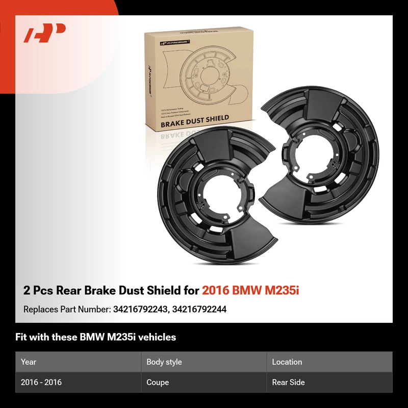 2 Pcs Rear Brake Dust Shield for 2016 BMW M235i