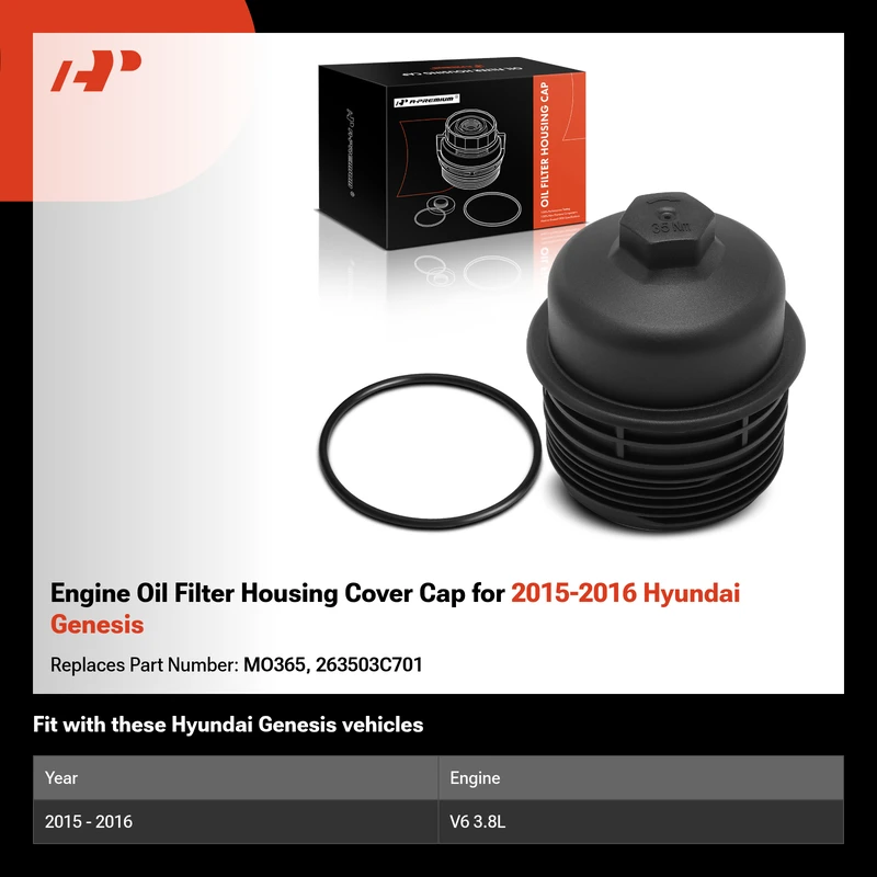 Engine Oil Filter Housing Cover Cap for 2015-2016 Hyundai Genesis