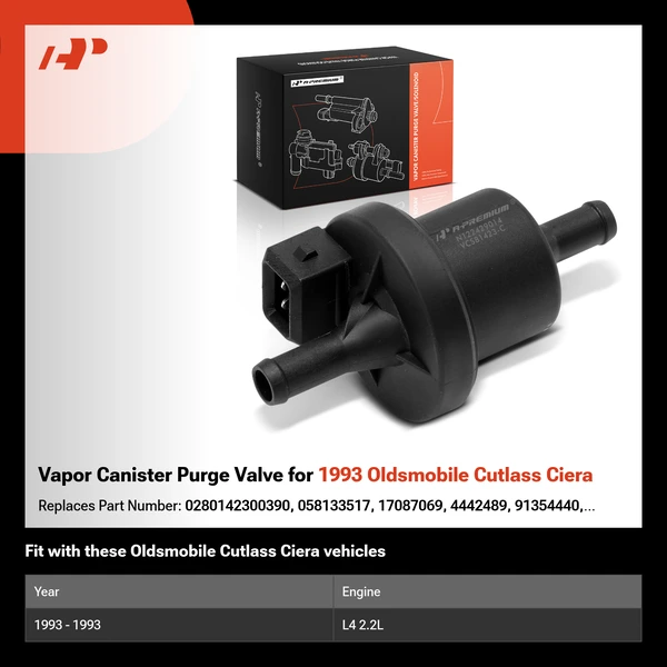 Vapor Canister Purge Valve for 1993 Oldsmobile Cutlass Ciera