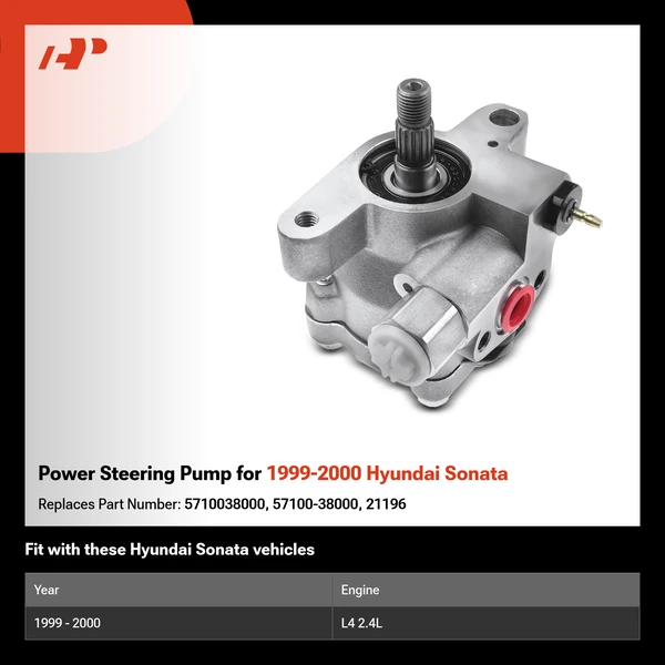 Power Steering Pump for 1999-2000 Hyundai Sonata