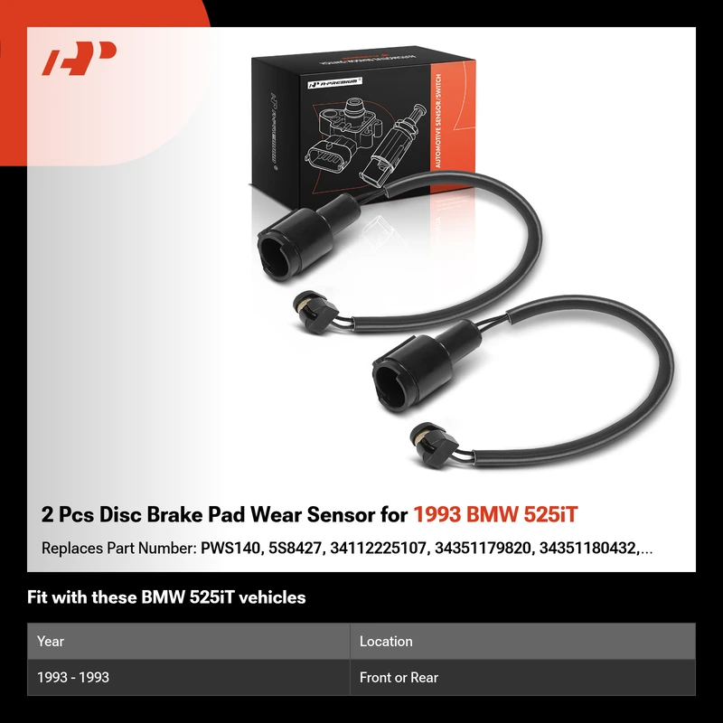 2 Pcs Disc Brake Pad Wear Sensor for 1993 BMW 525iT