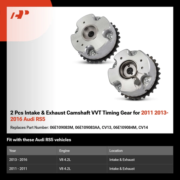 2 Pcs Intake & Exhaust Camshaft VVT Timing Gear for 2011 2013-2016 Audi RS5