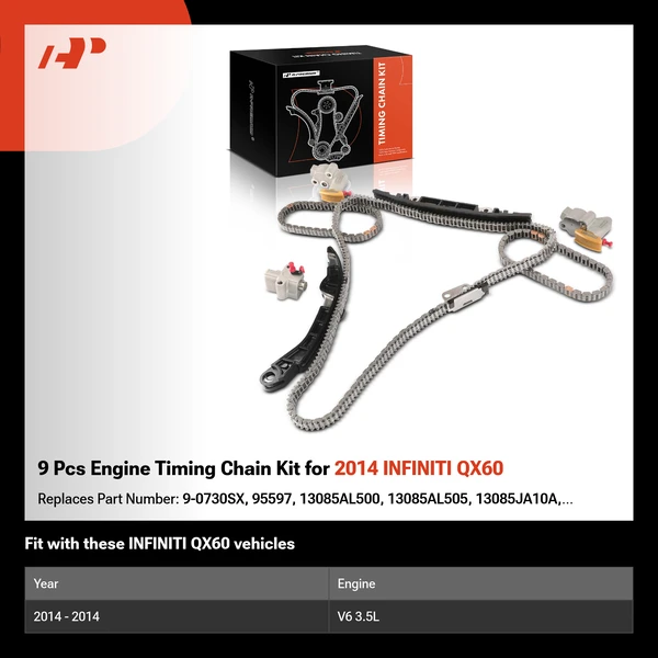 9 Pcs Engine Timing Chain Kit for 2014 INFINITI QX60
