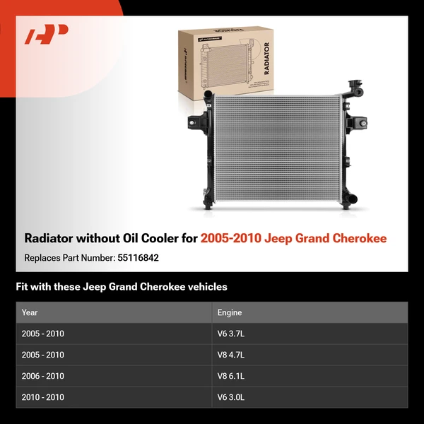 Radiator without Oil Cooler for 2005-2010 Jeep Grand Cherokee