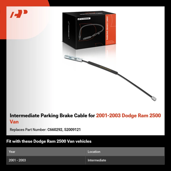 Intermediate Parking Brake Cable for 2001-2003 Dodge Ram 2500 Van