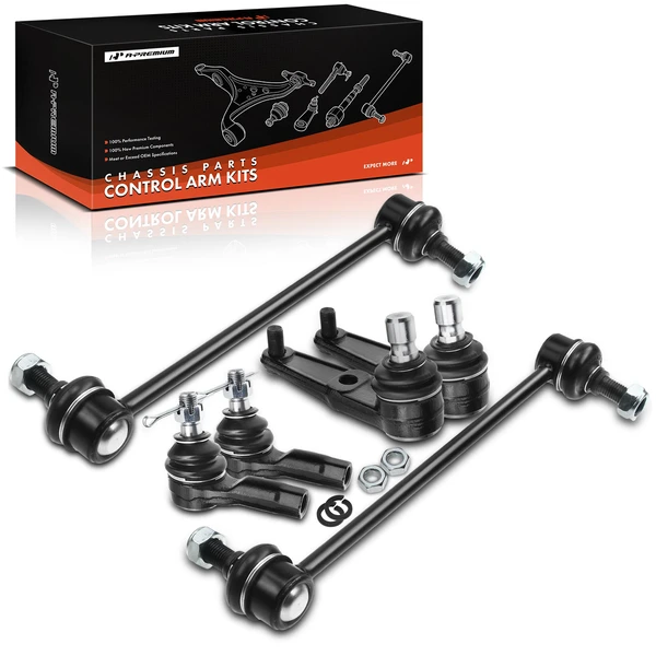 A Set of 6 Ball Joint Sway Bar Link and Tie Rod End Kit Front & Rear A-Premium APCA1310