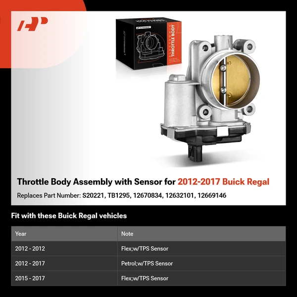 Throttle Body Assembly with Sensor for 2012-2017 Buick Regal