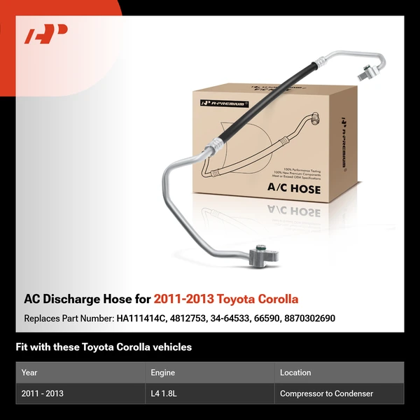 AC Discharge Hose for 2011-2013 Toyota Corolla