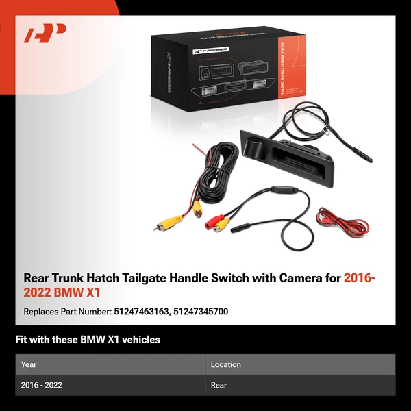 Rear Trunk Hatch Tailgate Handle Switch with Camera for 2016-2022 BMW X1