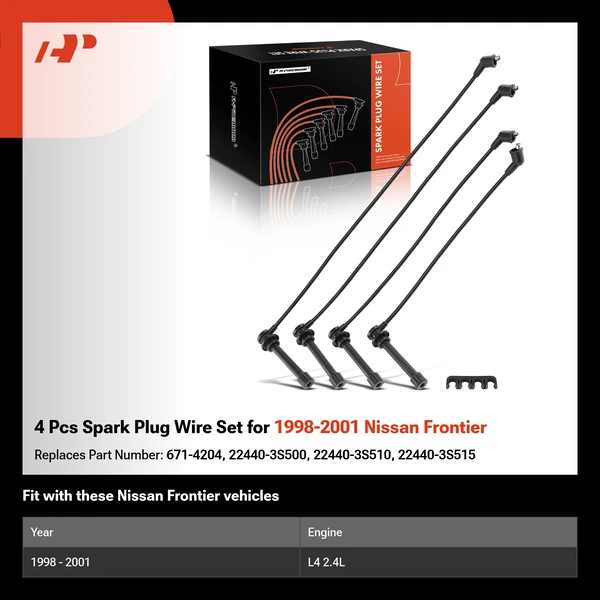 4 Pcs Spark Plug Wire Set for 1998-2001 Nissan Frontier