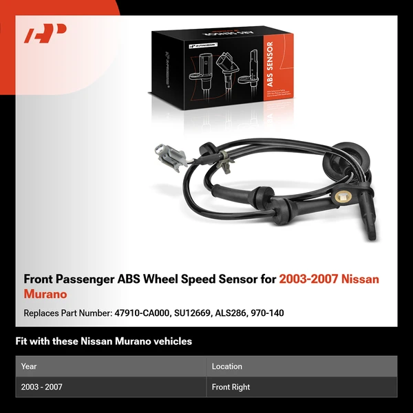 Front Passenger ABS Wheel Speed Sensor for 2003-2007 Nissan Murano