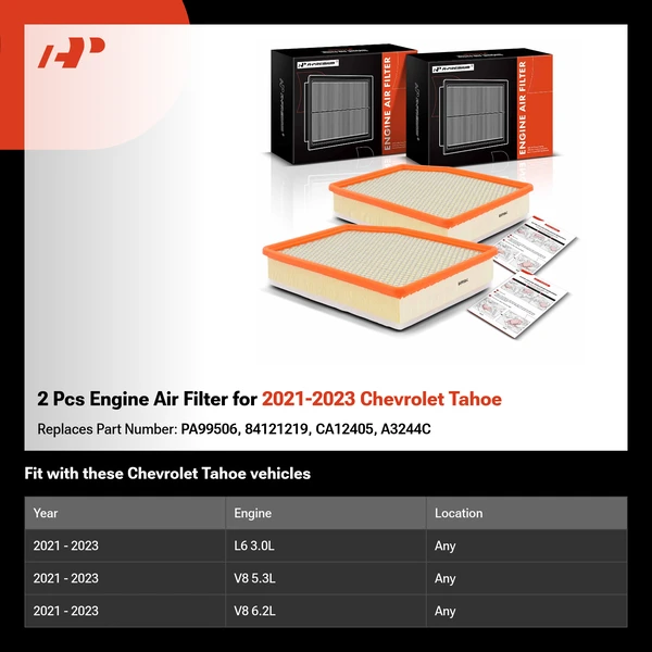 2 Pcs Engine Air Filter for 2021-2023 Chevrolet Tahoe