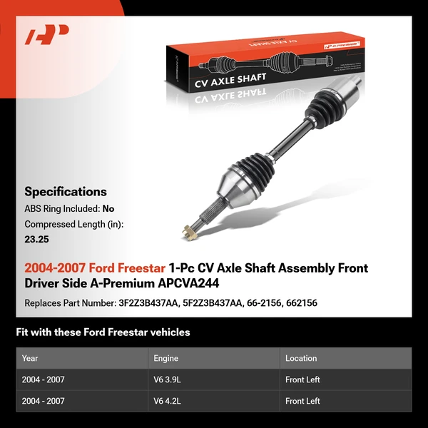 2004-2007 Ford Freestar 1-Pc CV Axle Shaft Assembly Front Driver Side A-Premium APCVA244