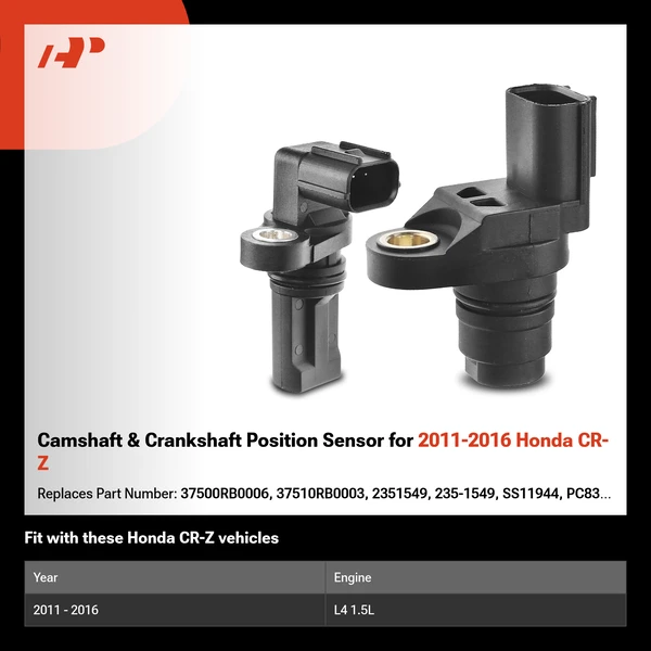 Camshaft & Crankshaft Position Sensor for 2011-2016 Honda CR-Z