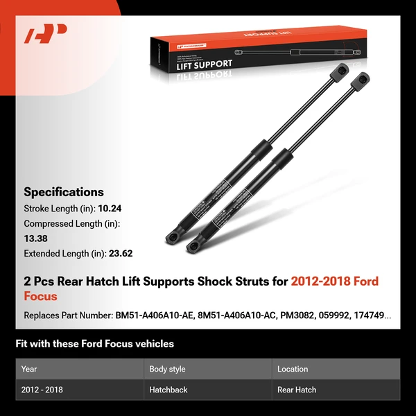 2 Pcs Rear Hatch Lift Supports Shock Struts for 2012-2018 Ford Focus