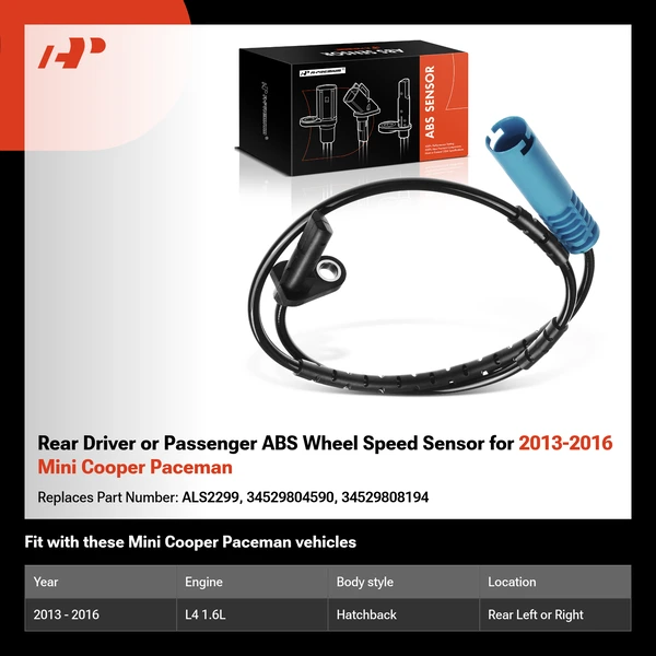 Rear Driver or Passenger ABS Wheel Speed Sensor for 2013-2016 Mini Cooper Paceman