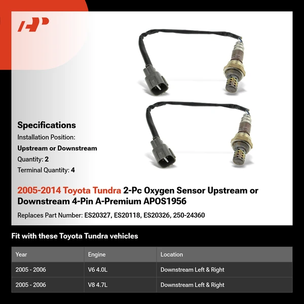 2005-2014 Toyota Tundra 2-Pc Oxygen Sensor Upstream or Downstream 4-Pin A-Premium APOS1956
