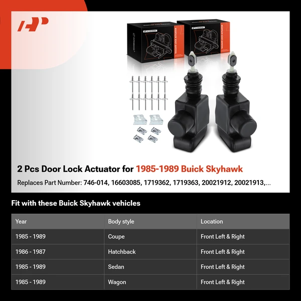 2 Pcs Door Lock Actuator for 1985-1989 Buick Skyhawk