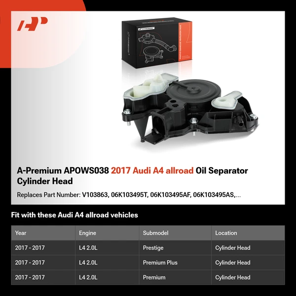 A-Premium APOWS038 2017 Audi A4 allroad Oil Separator Cylinder Head