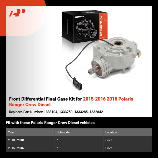 Front Differential Final Case Kit for 2015-2016 2018 Polaris Ranger Crew Diesel