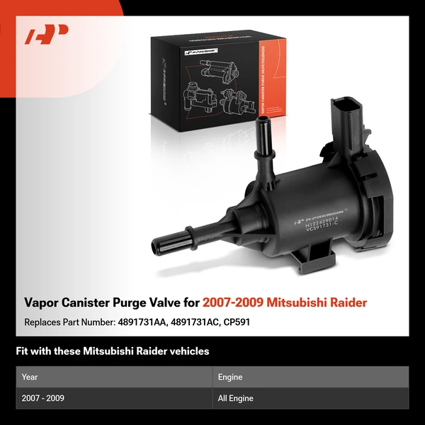 Vapor Canister Purge Valve for 2007-2009 Mitsubishi Raider