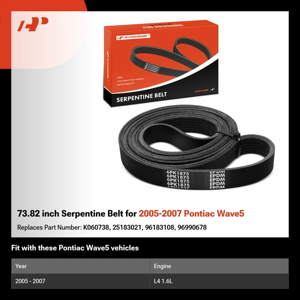 73.82 inch Serpentine Belt for 2005-2007 Pontiac Wave5