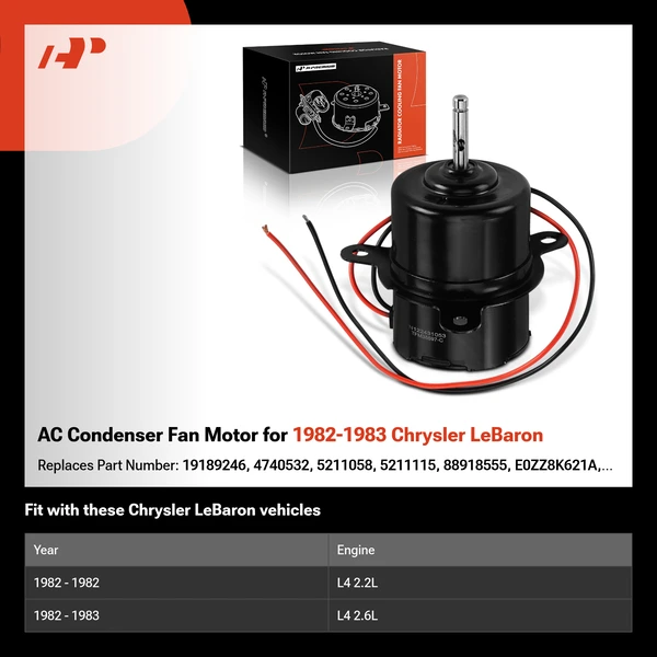 AC Condenser Fan Motor for 1982-1983 Chrysler LeBaron