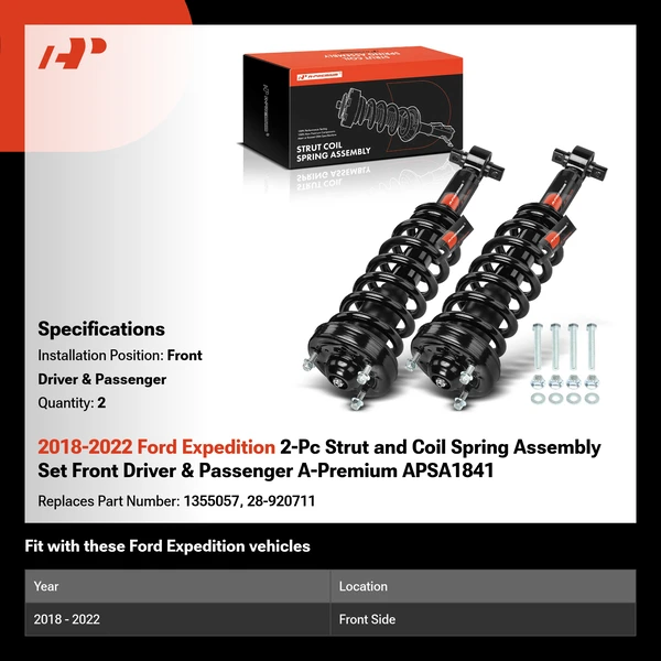 2018-2022 Ford Expedition 2-Pc Strut and Coil Spring Assembly Set Front Driver & Passenger A-Premium APSA1841