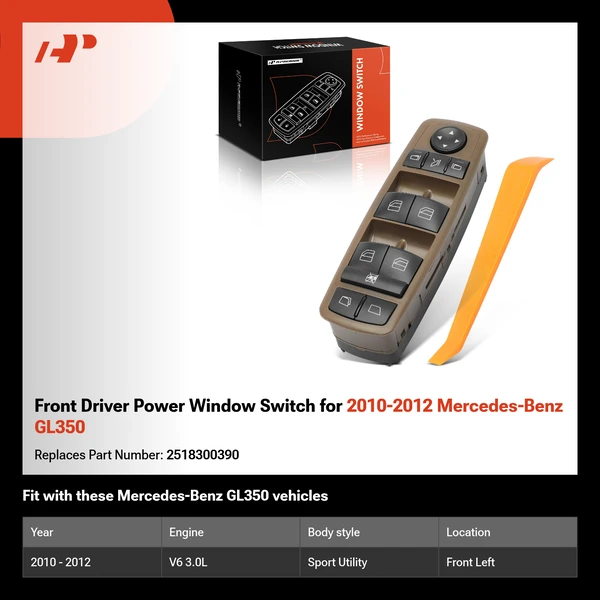 Front Driver Power Window Switch for 2010-2012 Mercedes-Benz GL350