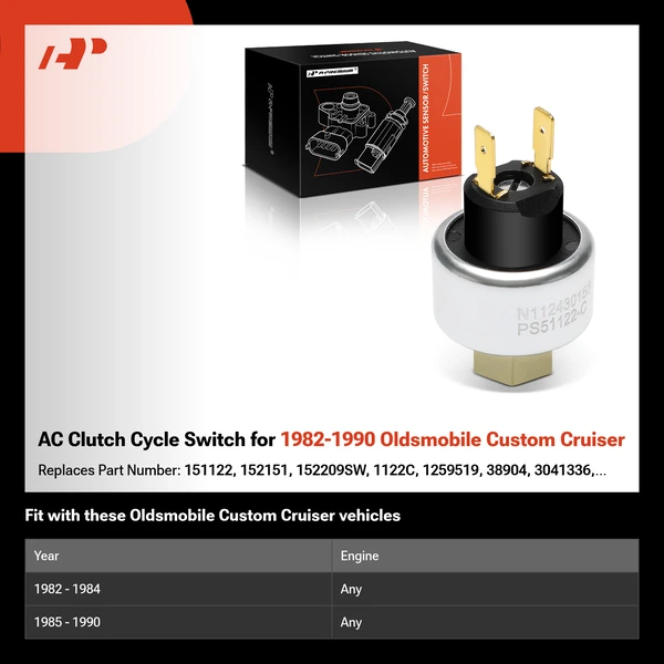AC Clutch Cycle Switch for 1982-1990 Oldsmobile Custom Cruiser