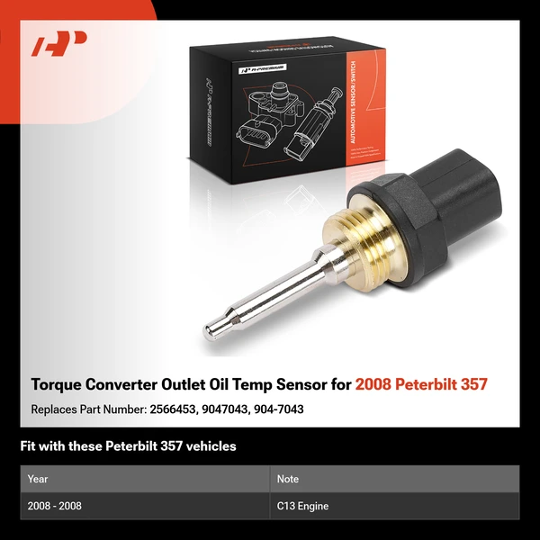Torque Converter Outlet Oil Temp Sensor for 2008 Peterbilt 357