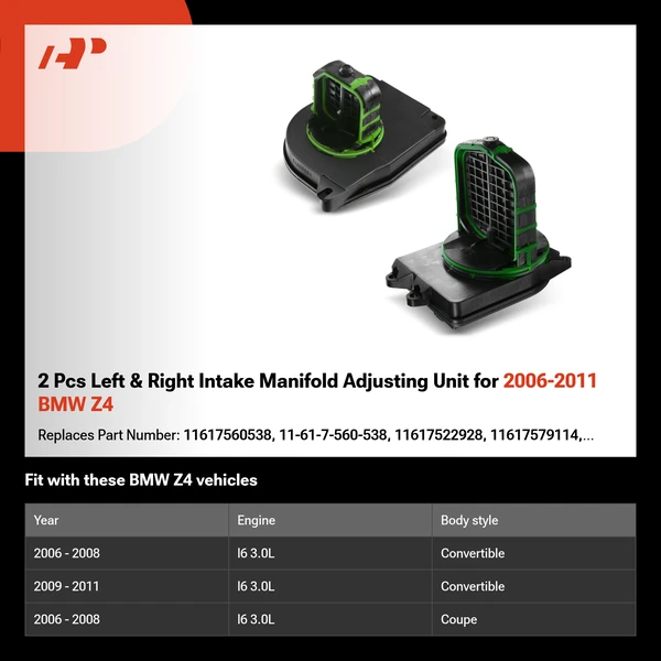 2 Pcs Left & Right Intake Manifold Adjusting Unit for 2006-2011 BMW Z4
