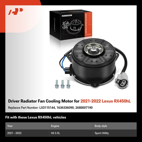 Driver Radiator Fan Cooling Motor for 2021-2022 Lexus RX450hL
