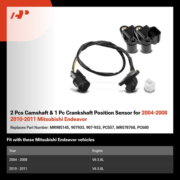 2 Pcs Camshaft & 1 Pc Crankshaft Position Sensor for 2004-2008 2010-2011 Mitsubishi Endeavor