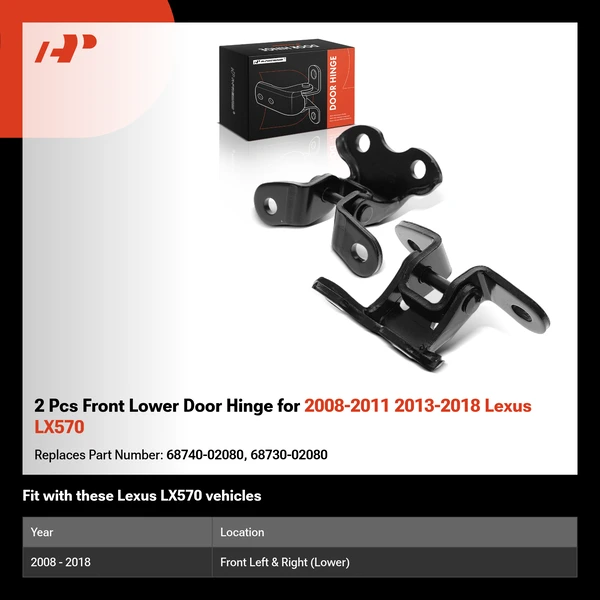 2 Pcs Front Lower Door Hinge for 2008-2011 2013-2018 Lexus LX570