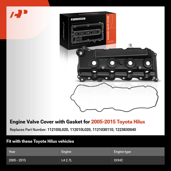 Engine Valve Cover with Gasket for 2005-2015 Toyota Hilux
