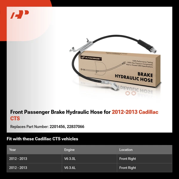 Front Passenger Brake Hydraulic Hose for 2012-2013 Cadillac CTS