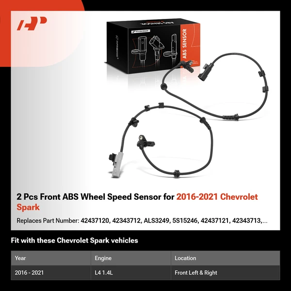 2 Pcs Front ABS Wheel Speed Sensor for 2016-2021 Chevrolet Spark